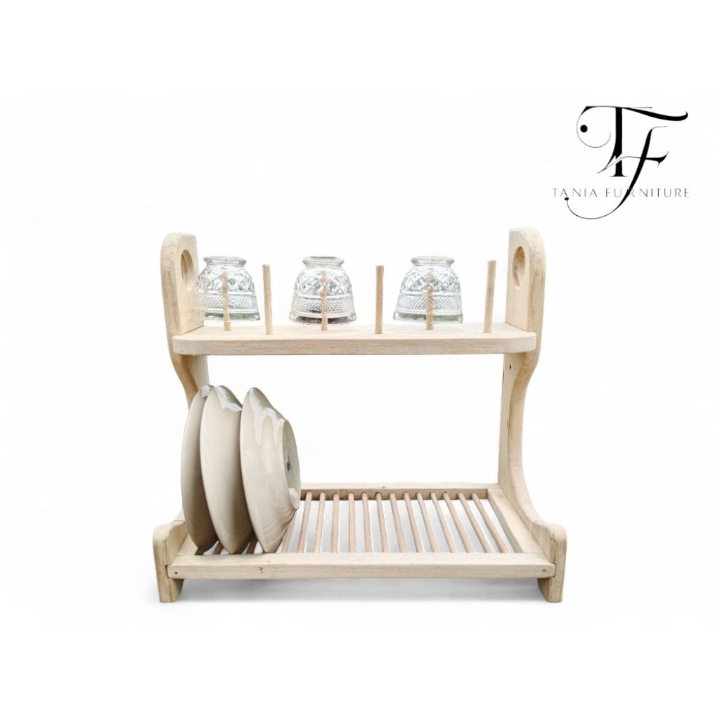 Rak piring kayu/Rak gelas kayu/Rak kayu serbaguna/Rak kayu aesthetic