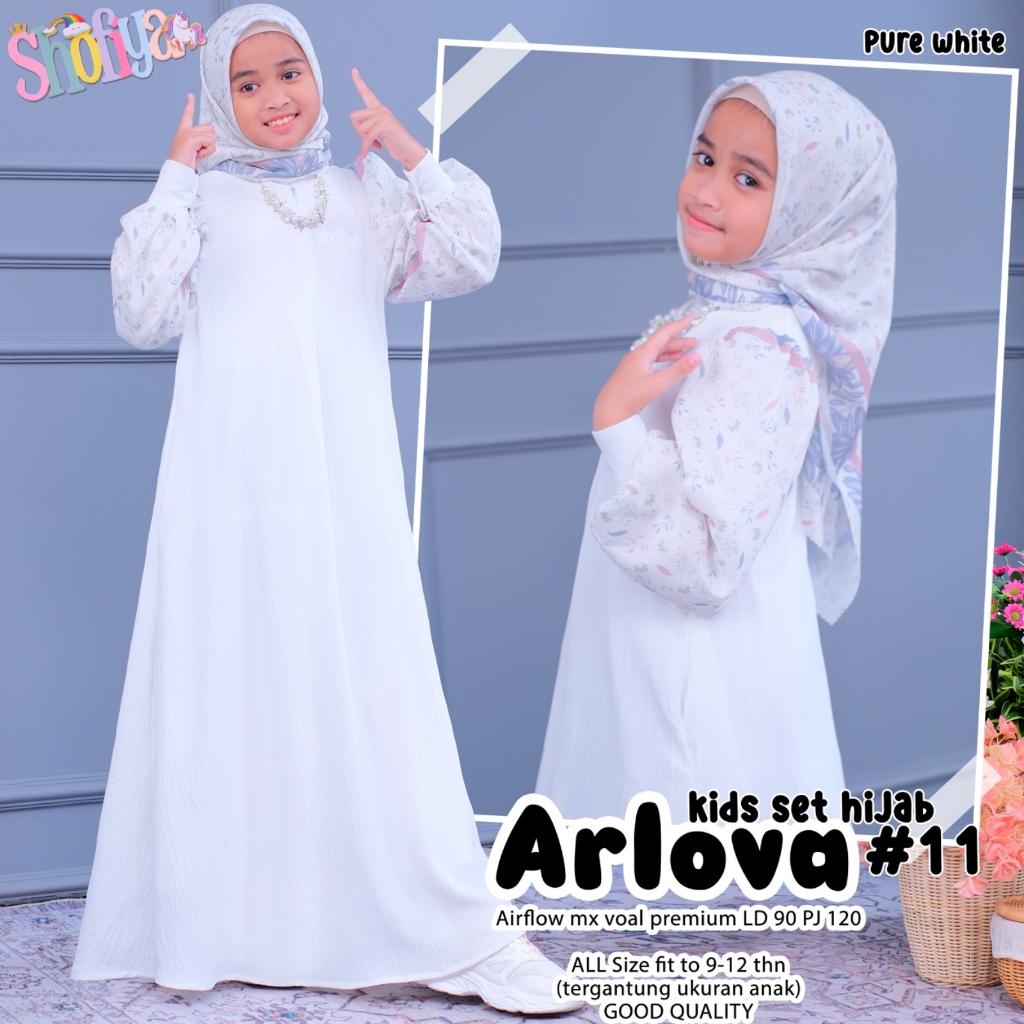 gamis 2in1 anak perempuan remaja tanggung 9-12 tahun arlova dress ori shofiya kids