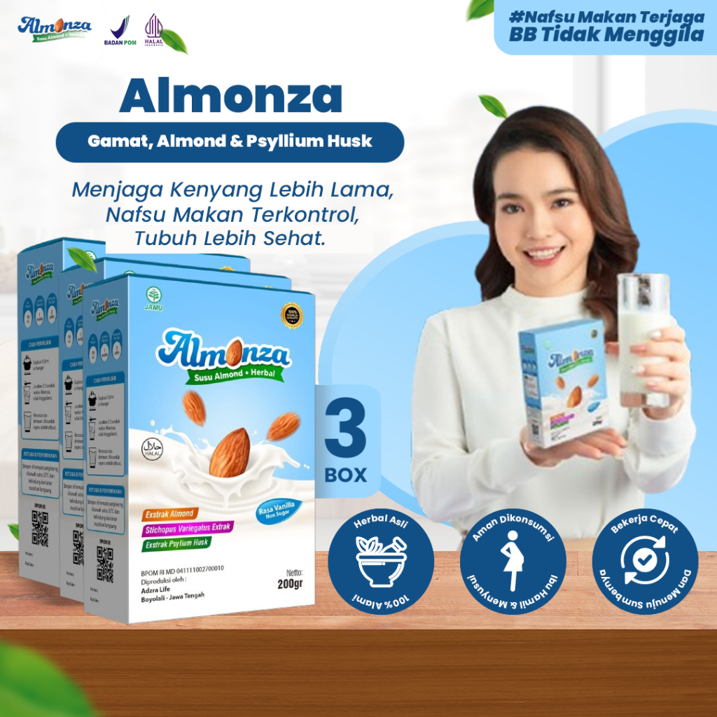 

SUSU ALMONZA Bantu Kamu Dapatkan BB Ideal dan Kulit Cerah - Tanpa Gula dan Rendah Kalori (600 gr)