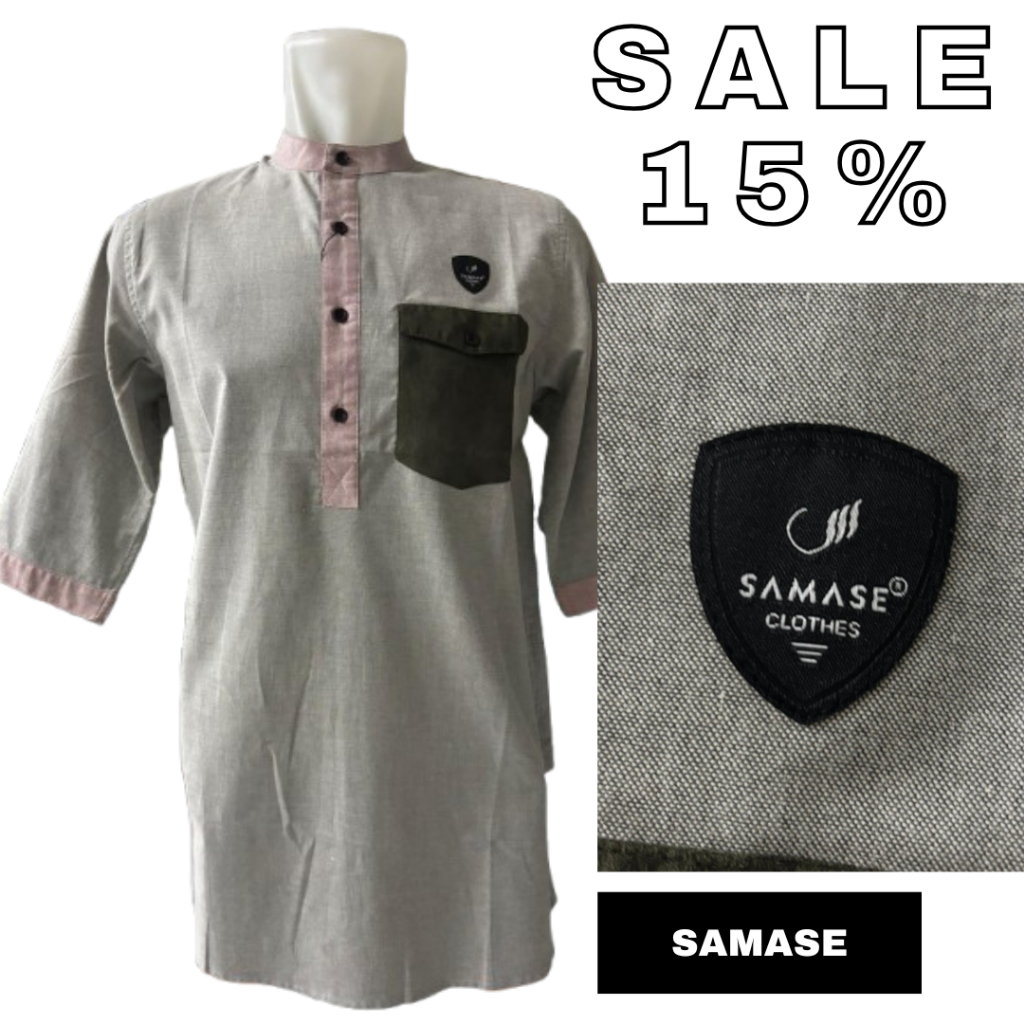 Koko Pria Dewasa Samase Kurta Casual 3/4 U047P LT Grey