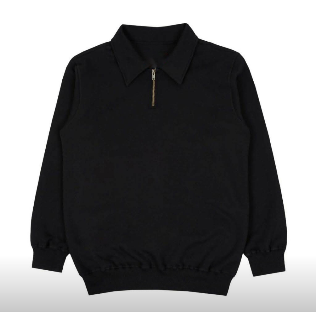 Jaket half zipper pria jaket halfzip vintage Simple Black sweater Half Zipper