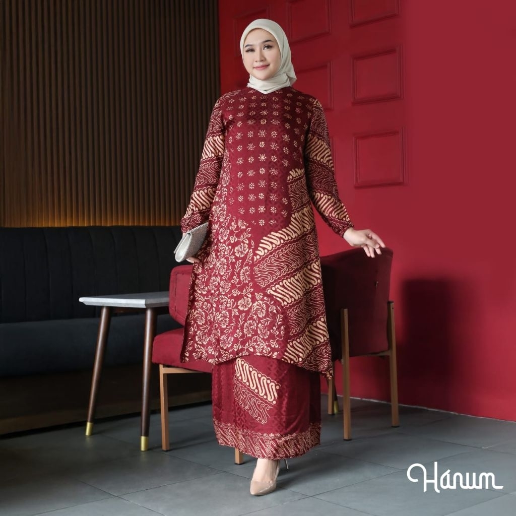 ALAZZA-Seragaman batik moderen/set baju kurung melayu kondangan/batik sutra viscose wanita terbaru