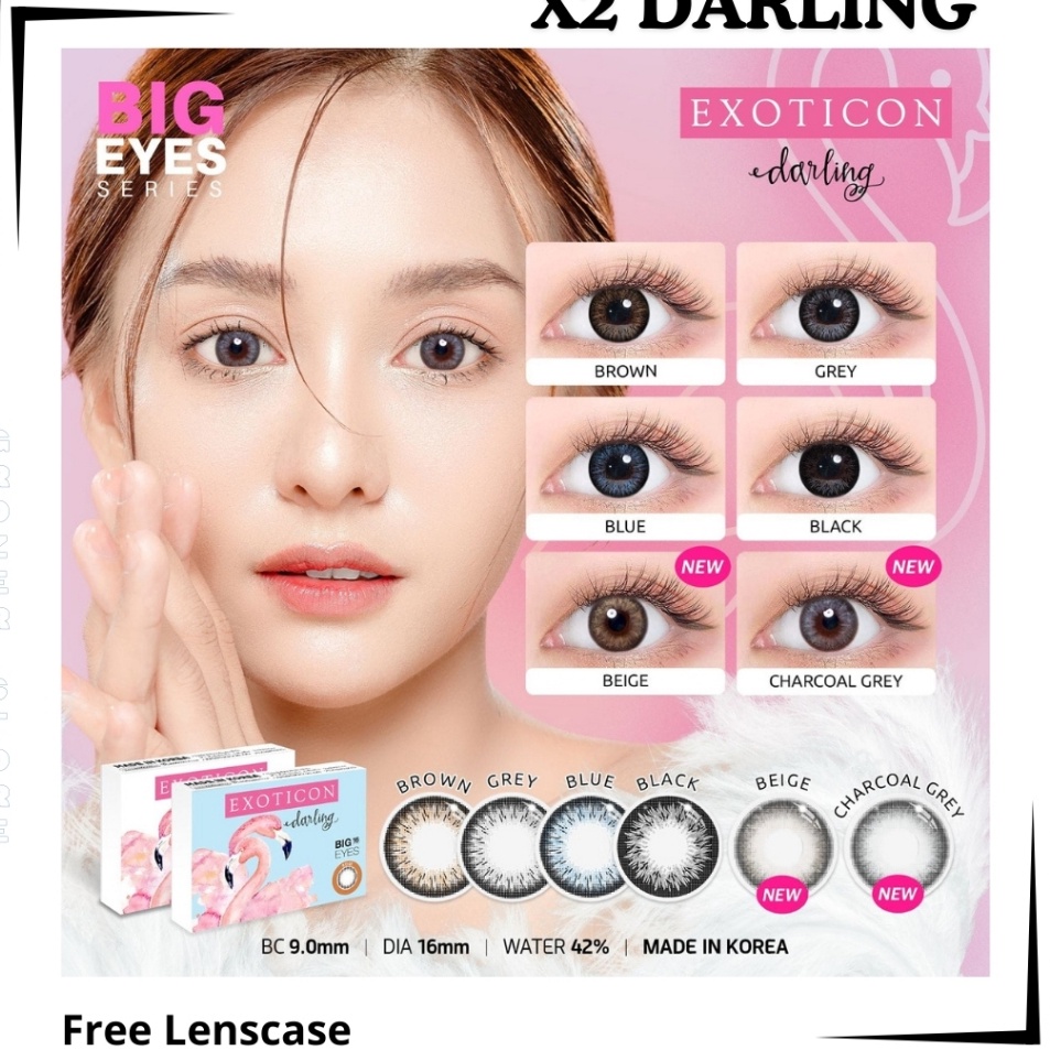 SOFTLENS X2  DARLING NORMAL DIA 16mm  BIG EYES  BLACK  GREY  BLUE  BROWN