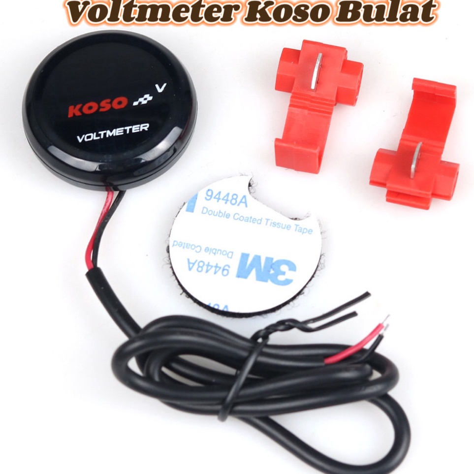 KODE E74N Voltmeter Aki Bulat KOSO originalUniversal Motor Koso Putaran Mini Voltmeter Tegangan LED 