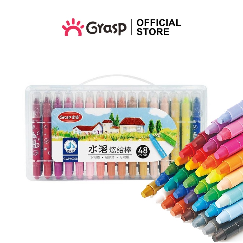 

KODE R65L GRASP Silky Crayon Lukis 12243648 Warna Krayon Water Soluble Warna Cerah Tidak Mengotori Tangan Free Brush Putar OPS1