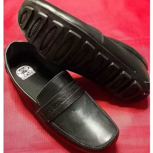 Sepatu santai moccasin cowok pria Hunter kulit