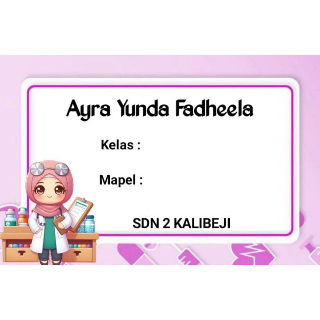 

(ISI 50 PCS) SUDAH ADA LEM STICKER LABEL BUKU SEKOLAH CUSTOM NAMA & FOTO MOTIF DOKTER