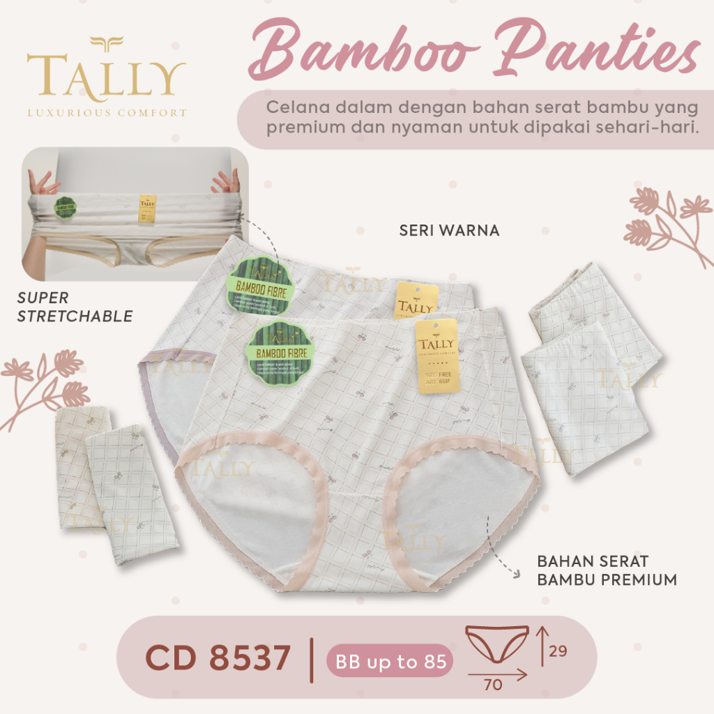 Cd Wanita Tally 8537 , 9881 (Fit to 4L) Bamboo Fiber Motif |jx