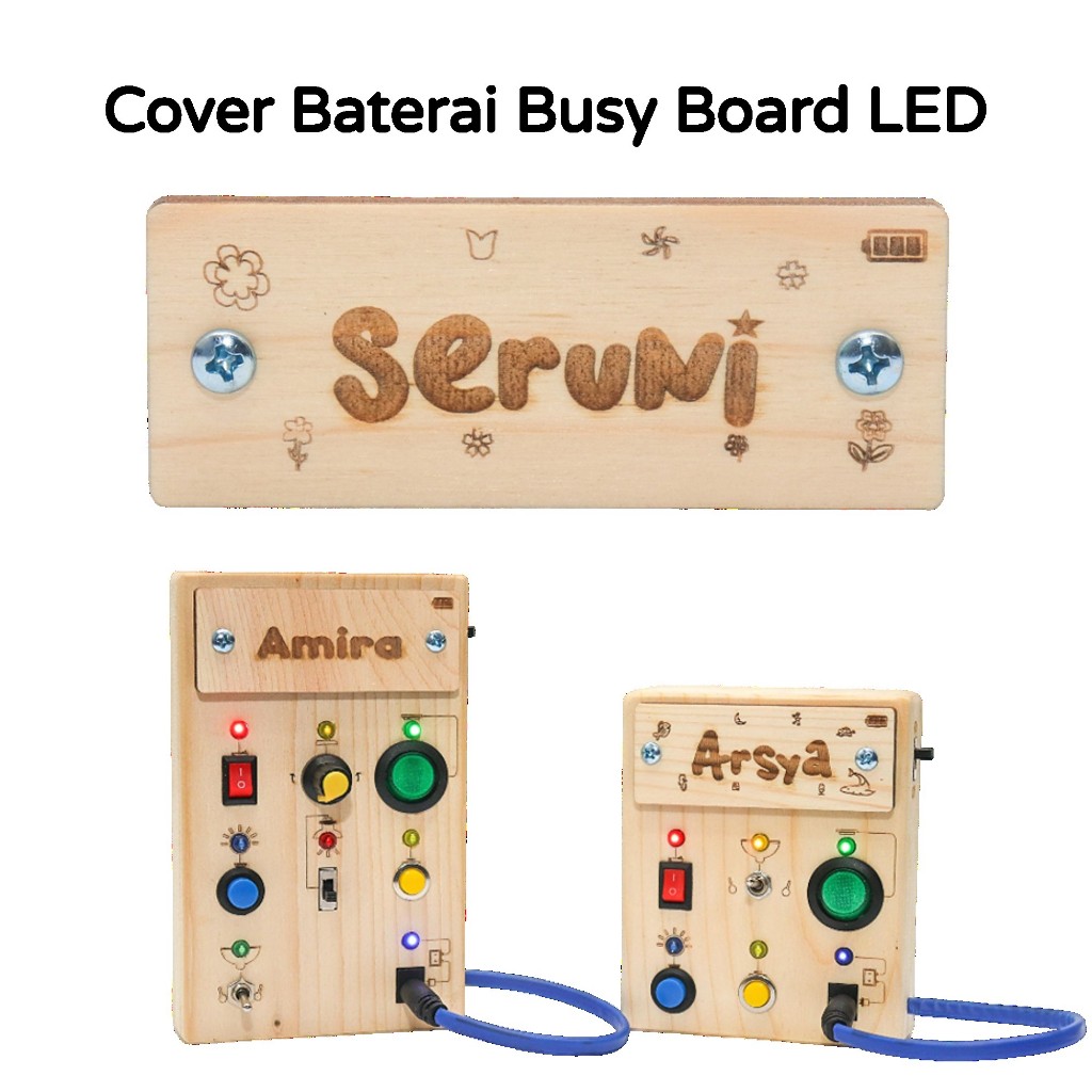Cover Baterai Busy Board LED - Custom Nama Busy Board LED
