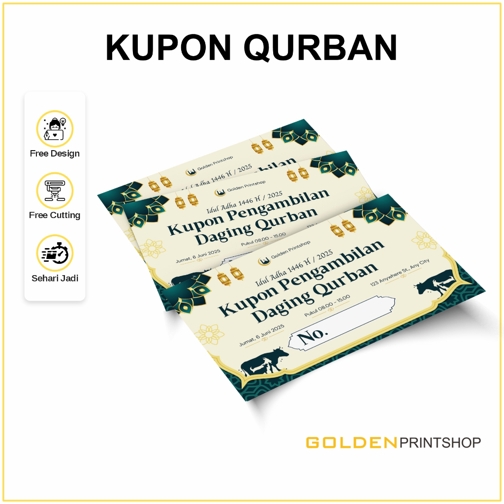 CETAK KUPON QURBAN - VOUCHER IDUL ADHA - KARTU UCAPAN AQIQAH FREE DESAIN CUSTOM