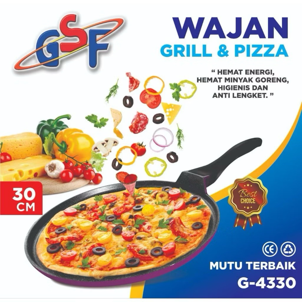 Wajan Grill & Pizza GSF 30cm Wajan Panggang GSF Teflon anti lengket Round Grill