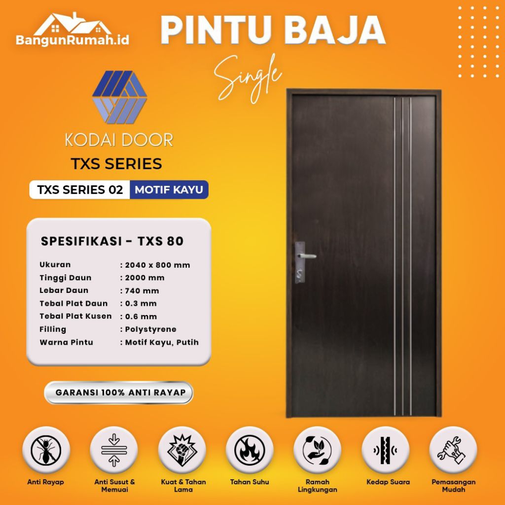 PINTU BAJA KODAI TXS 80 MOTIF KAYU series TXS 02