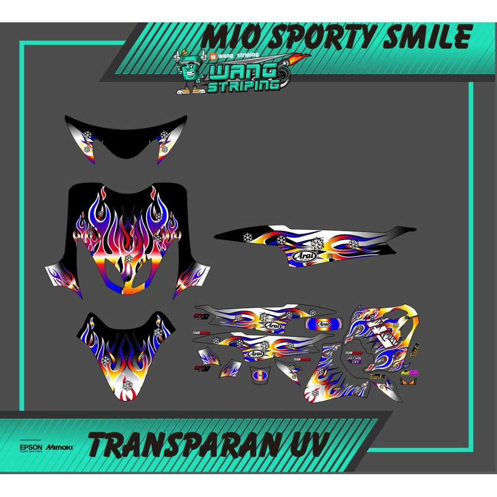 STRIPING STICKER MIO SPORTY SMILE TRANSPARAN SEMI DECAL LIVERY ARAI API