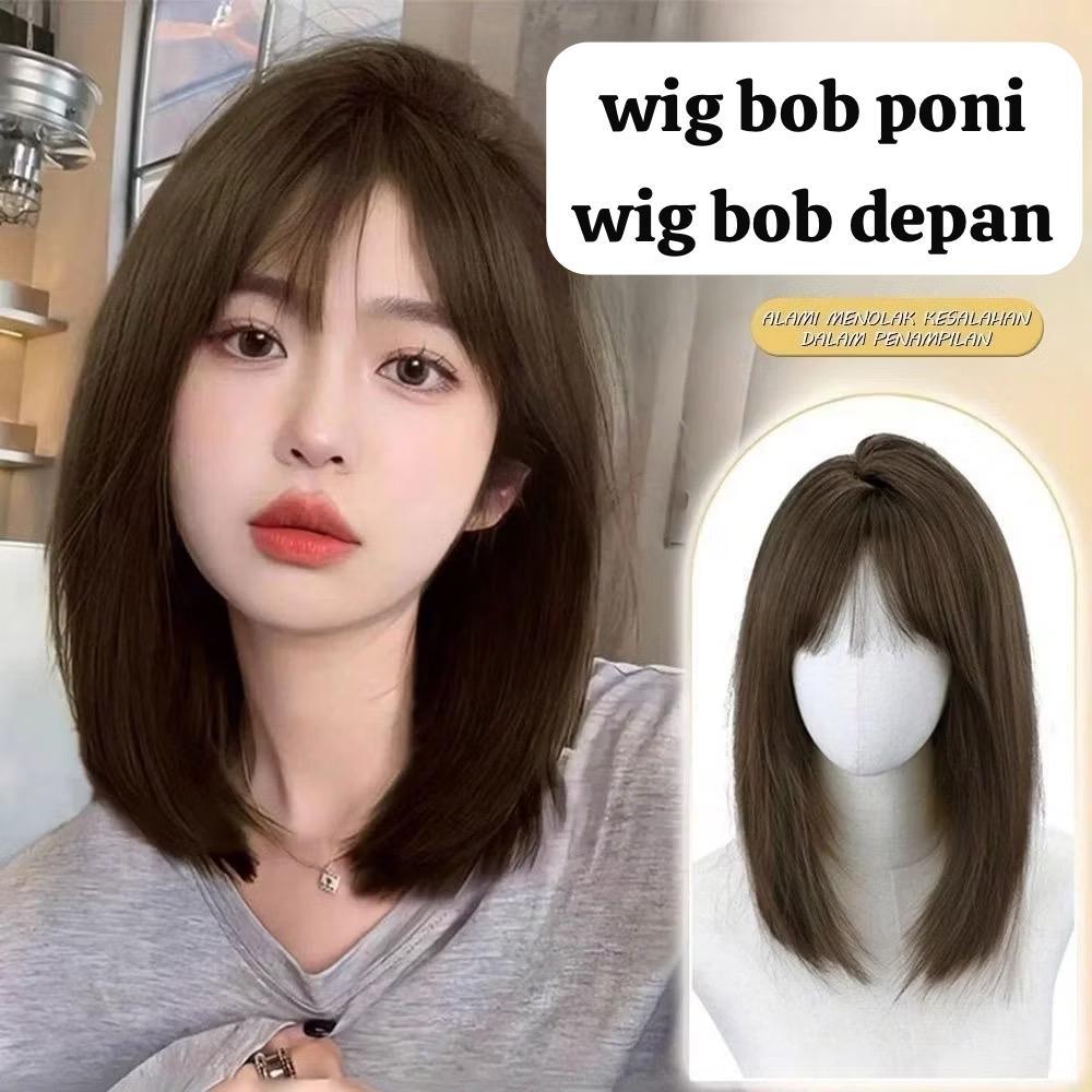 wig bob pendek poni depan wig bob poni