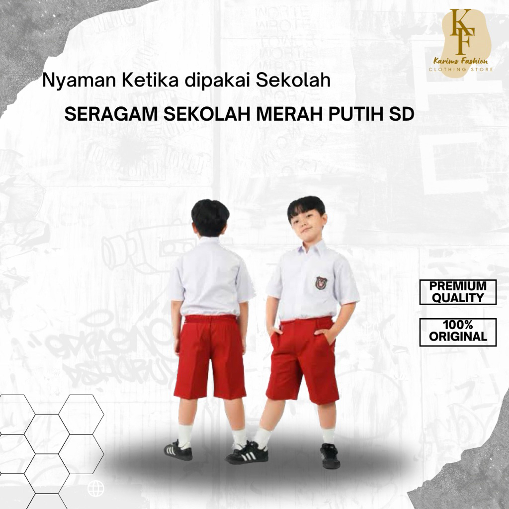 Satu Stel Baju Seragam Sekolah Pendek Merah Putih SD