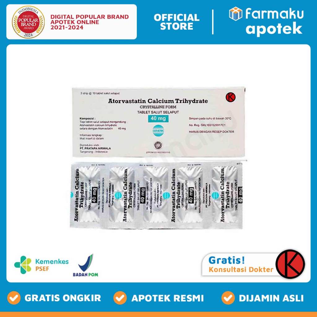 Atorvastatin 40 mg PratapaStrip 10 tablet salut selaput - ASB