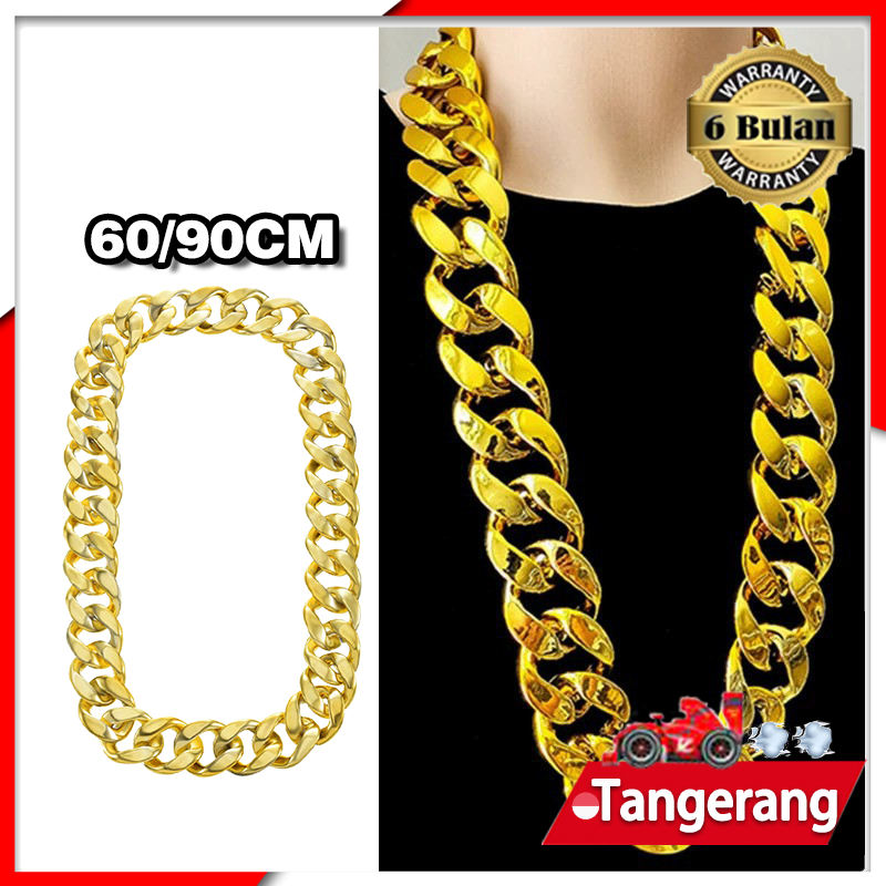 60cm/90cm Kalung Model Rantai Super Big Size Kalung Hip Hop Kalung Rantai Besar Gold Emas