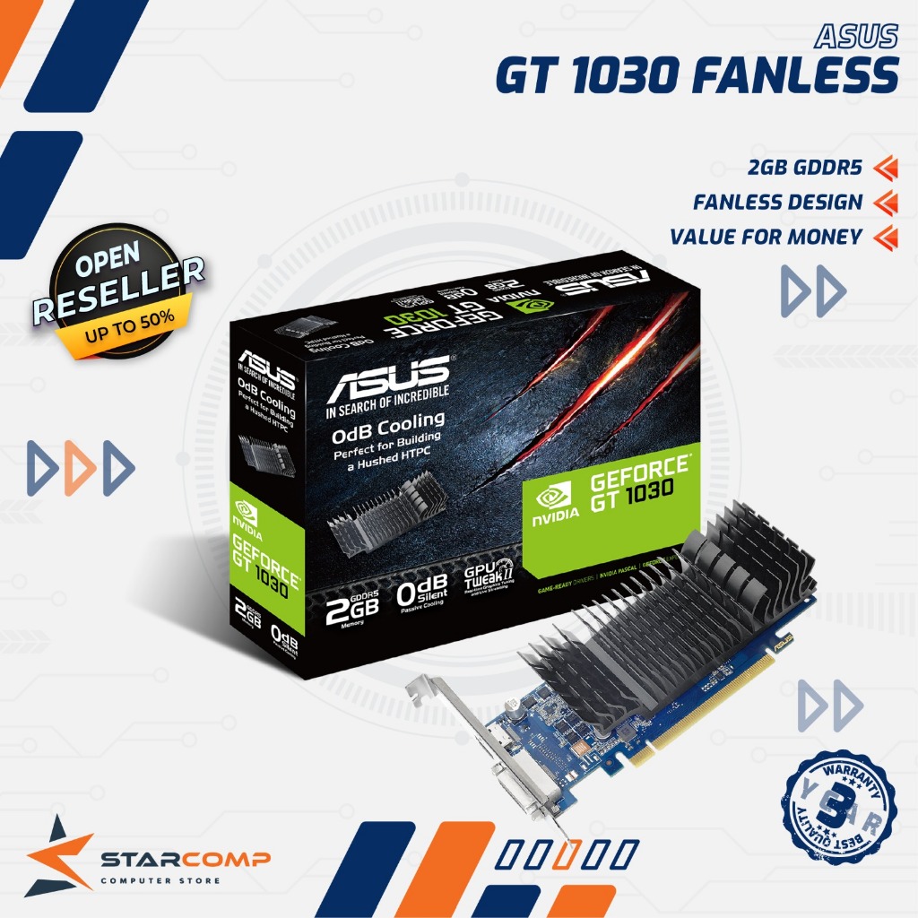 ASUS GT 1030 2GB DDR5 Fanless GT1030