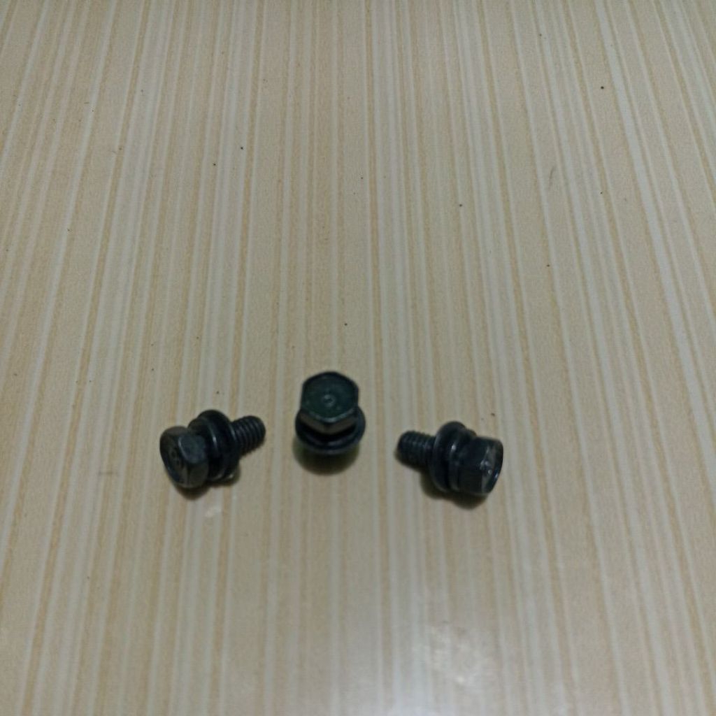baut double ring 6x12 mm kunci 10 mm ori galvanis hitam