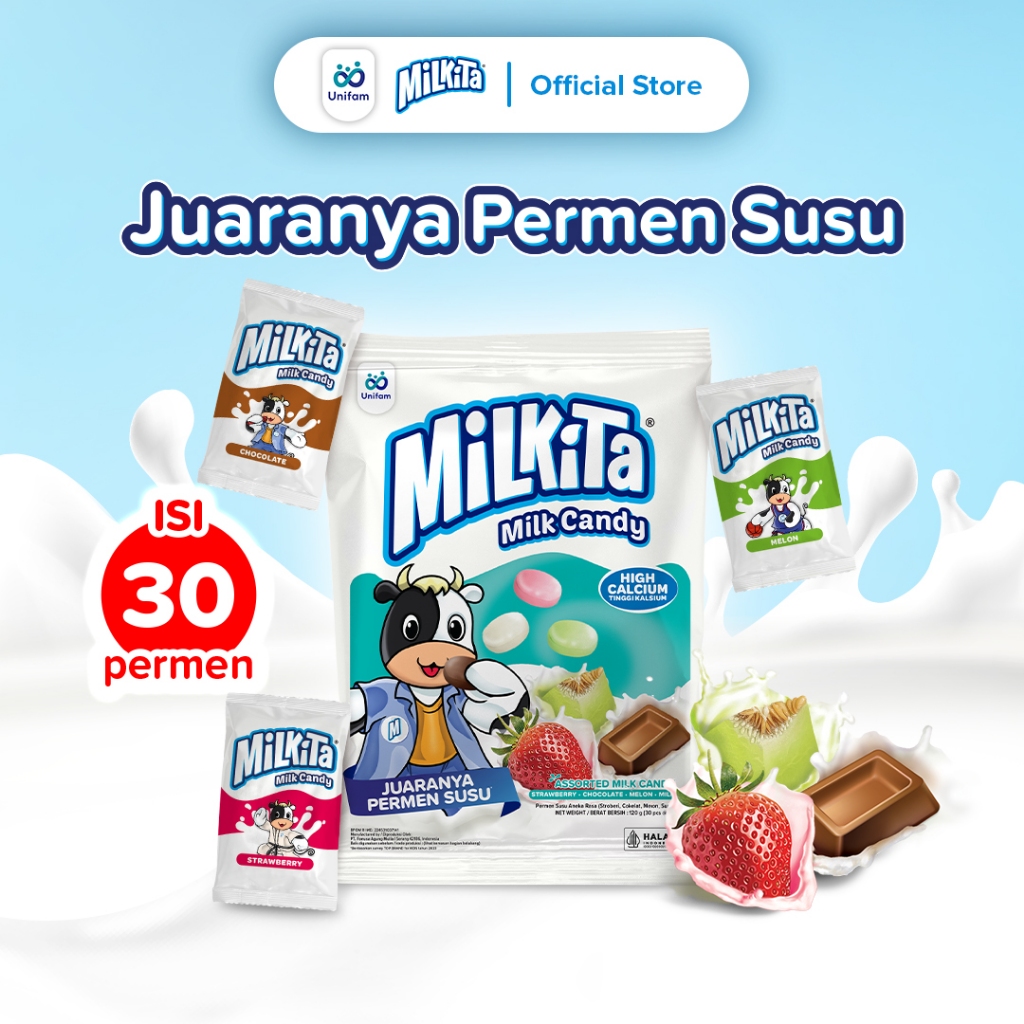 

Milkita Permen Susu Mix Premium Bag - Assorted Milk Candy 1 Bag (Isi 30Pcs)