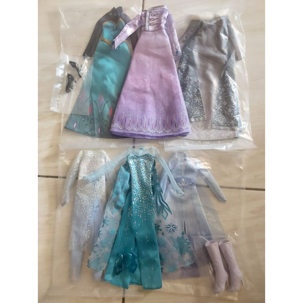 6 setelan baju boneka barbie ELSA FROZEN (bonus 4 set sepatu)