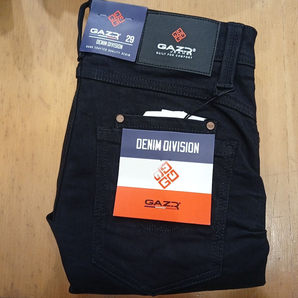 Celana Jeans Pria GAZR Denim Original Slim Fit Stretch Black (free t-shirt) 808230308