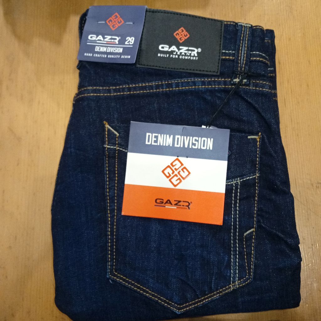 Celana Jeans Pria GAZR Denim Original Slim Fit Stretch Dark Blue (free t-shirt) 808220604