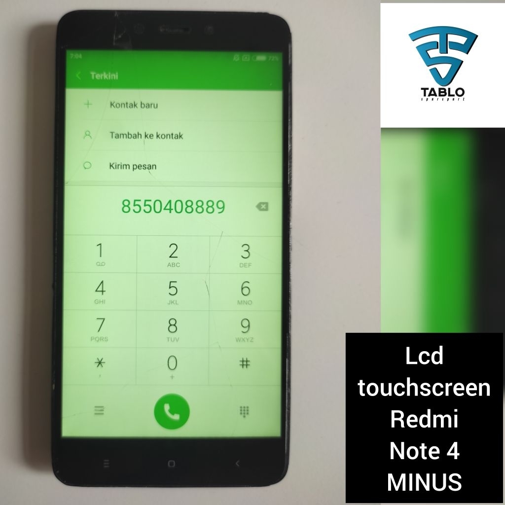 Lcd plus frame Xiaomi redmi note 4 mediatek retak normal