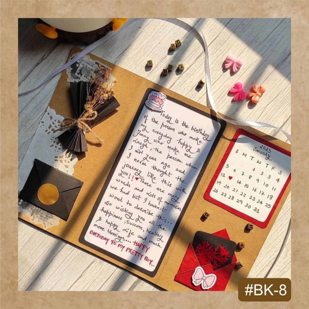 BK-8 Gift Card Scrapbook Vintage Retro Hadiah Ulang Tahun, Wisuda, Undangan Pernikahan Custom  Murah