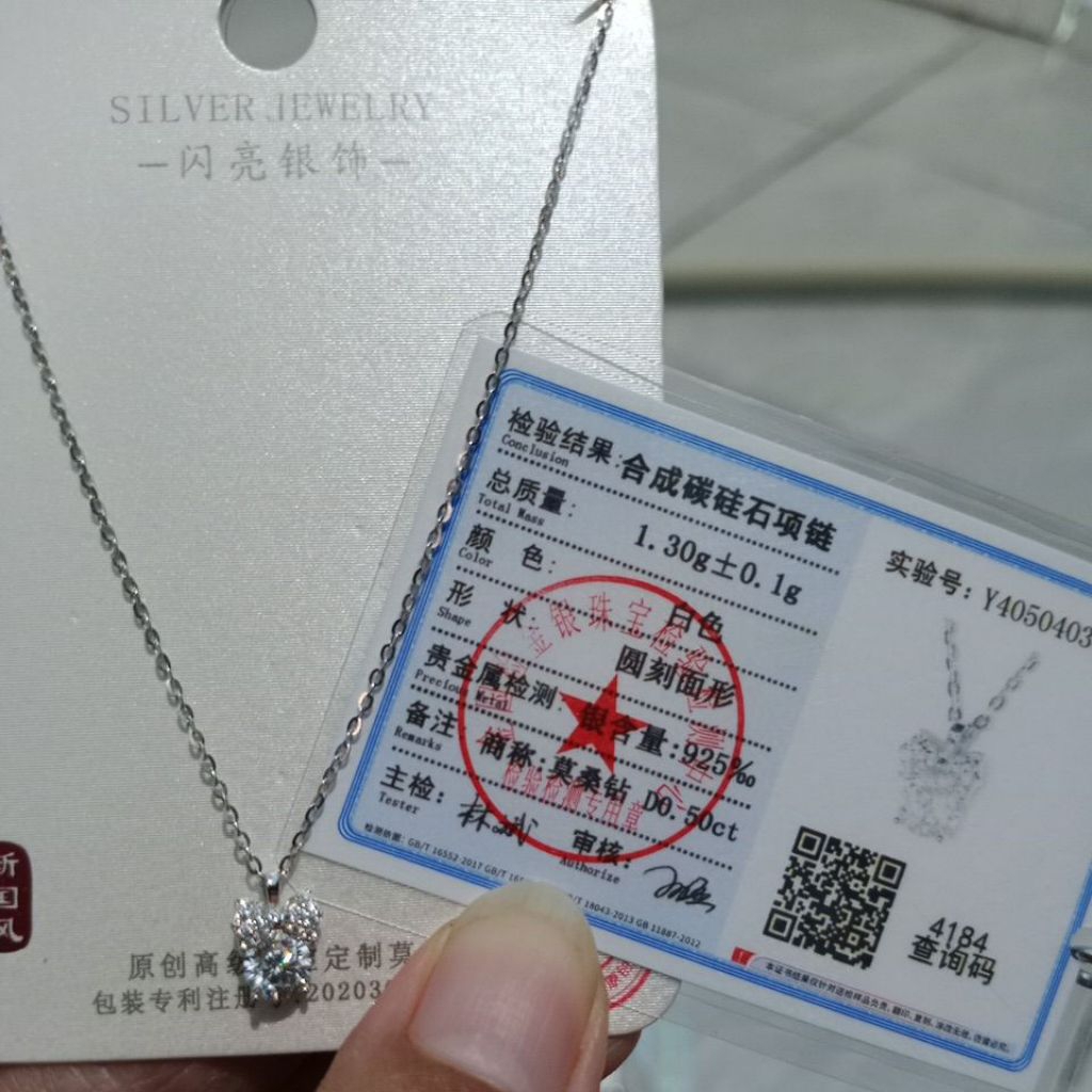 kalung perak s925 mata mossanite