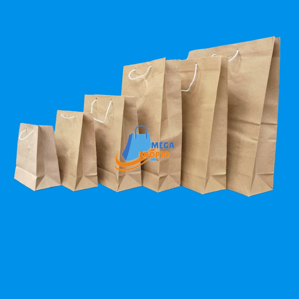 

( isi 12 pcs ) Paper bag coklat polos ALL size / Tas kertas coklat polos