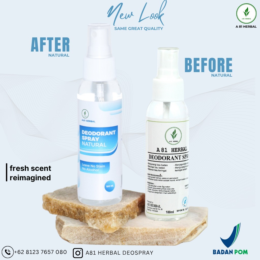 Abi herbal A 81 Herbal Natural Deodorant Spray 100ml BPOM tawas cair
