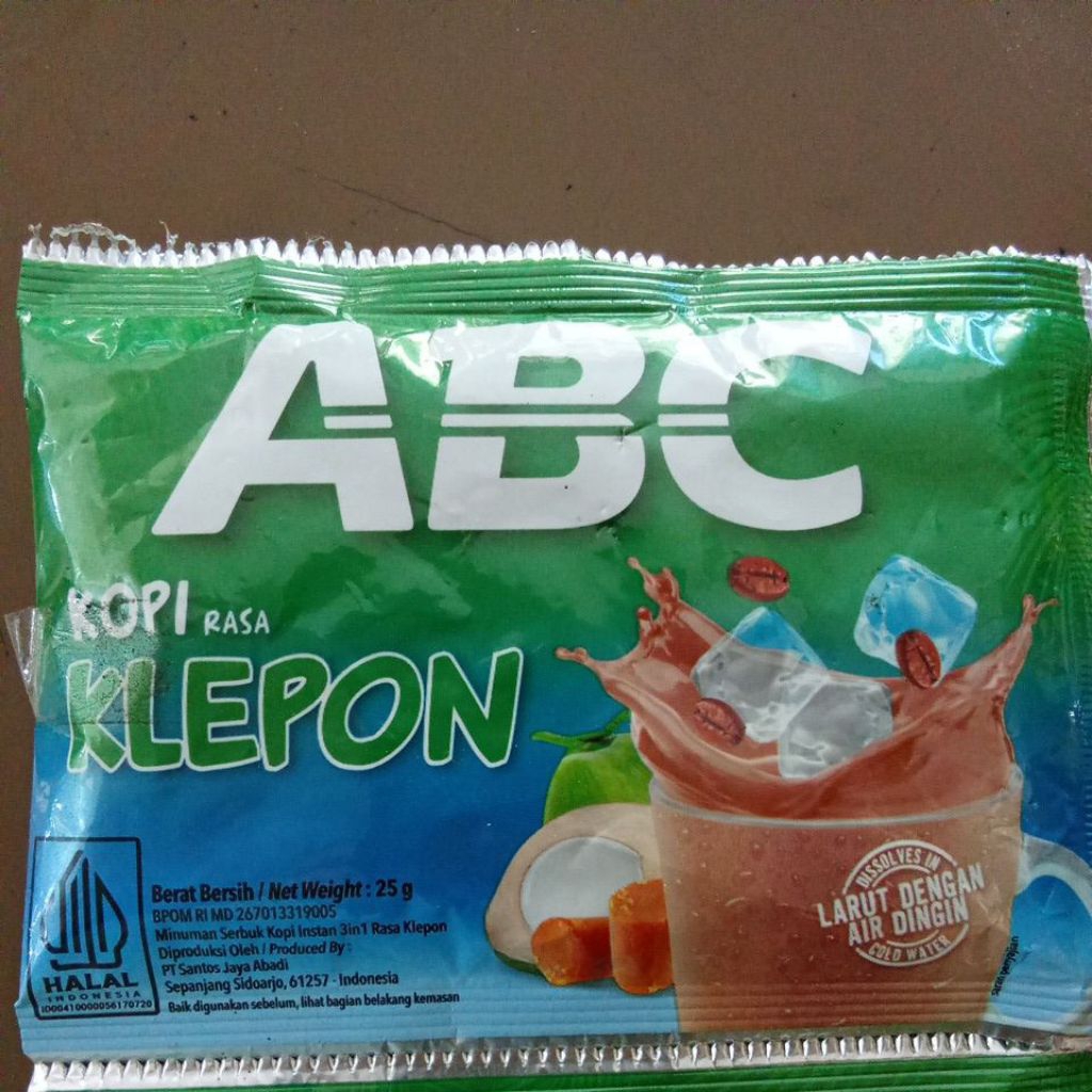 

ABC Kopi rasa Klepon 25gr Renteng Isi 10 Sachet
