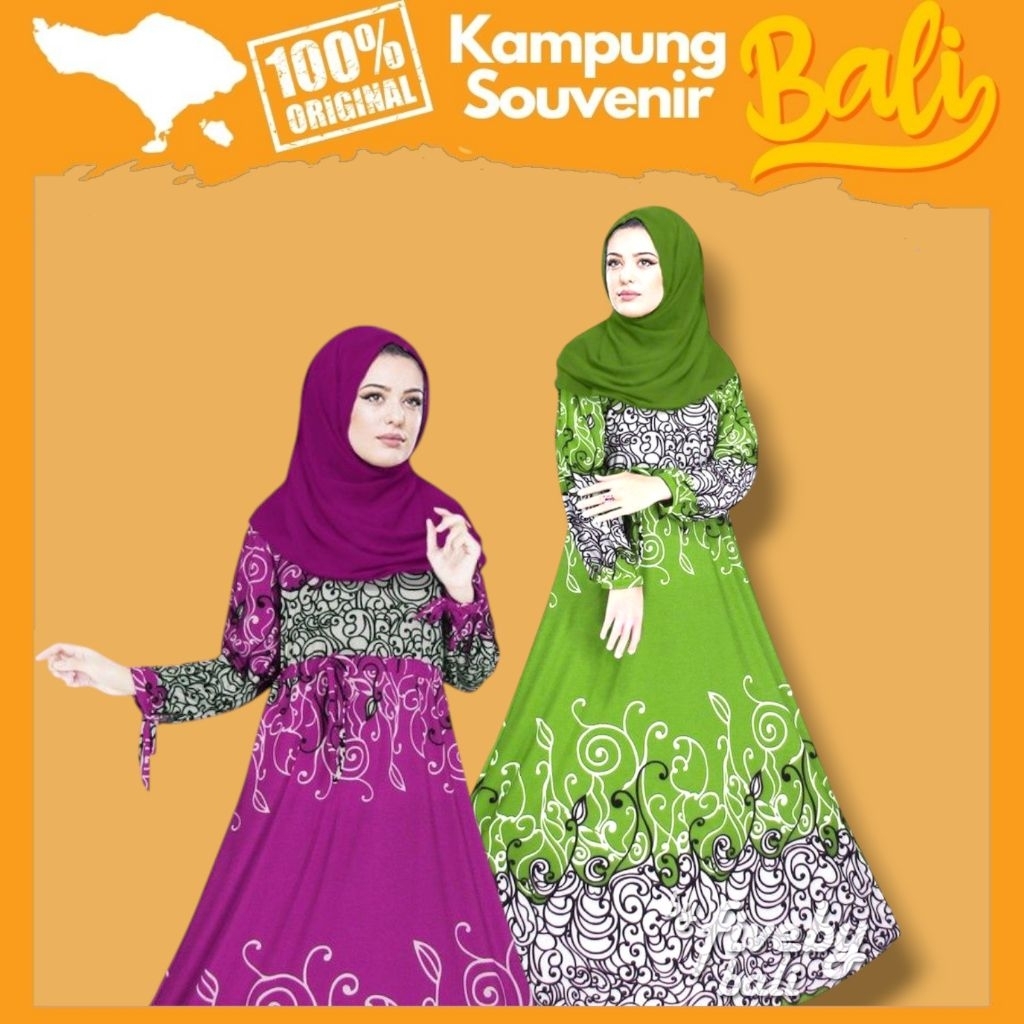 Gamis Muslim Motif Tatto Spandek Zulfa Lengan Panjang Kampung Souvenir