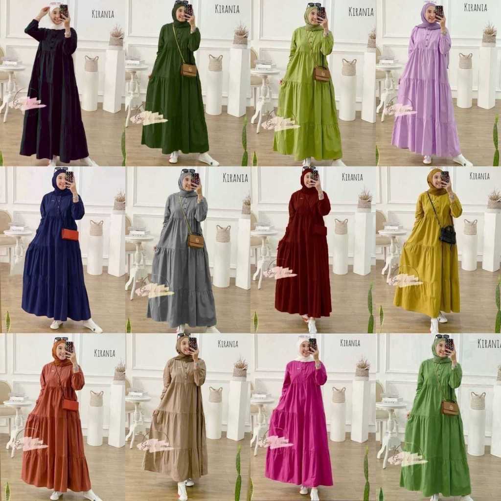 KIRANIA Midi Dress Baju Wanita Muslimah Remaja Casual Mewah Panjang Formal Rayon Super Premium Tebal
