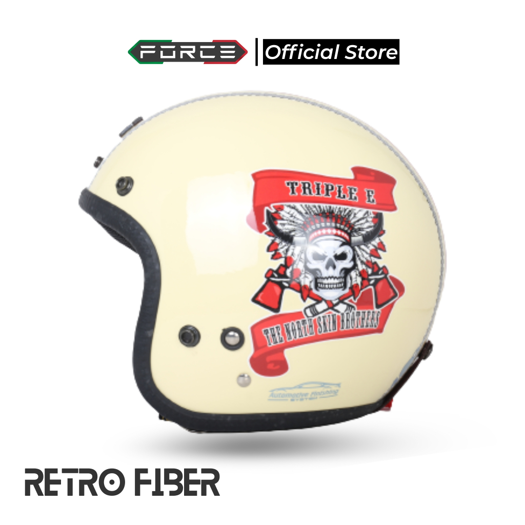 FORCE Retro Indian Helm Half Face - Fiber Composite (Smartlock)