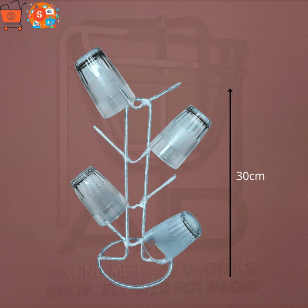 Rak gelas gantung besi - muat 8 gelas | kuat & estetik