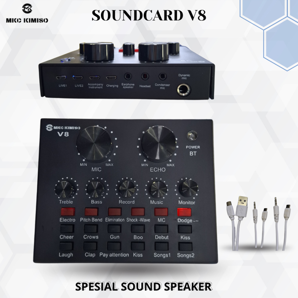SOUNDCARD V8 PROFESSIONAL LIVE AUDIO EXTERNAL BLUETOOTH KARAOKE