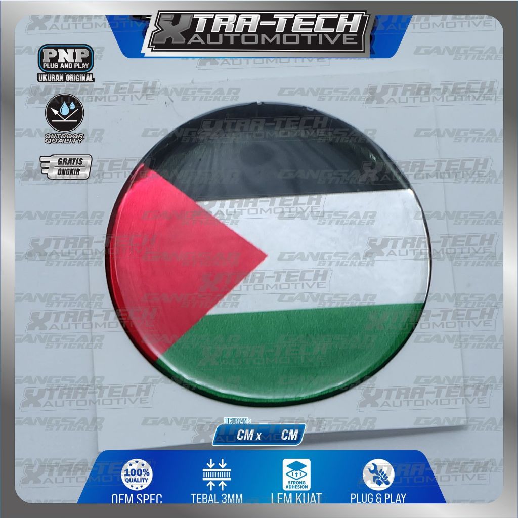 emblem bendera palestina / emblem bendera palestina bulat / stiker bendera palestina / stiker 3d ben
