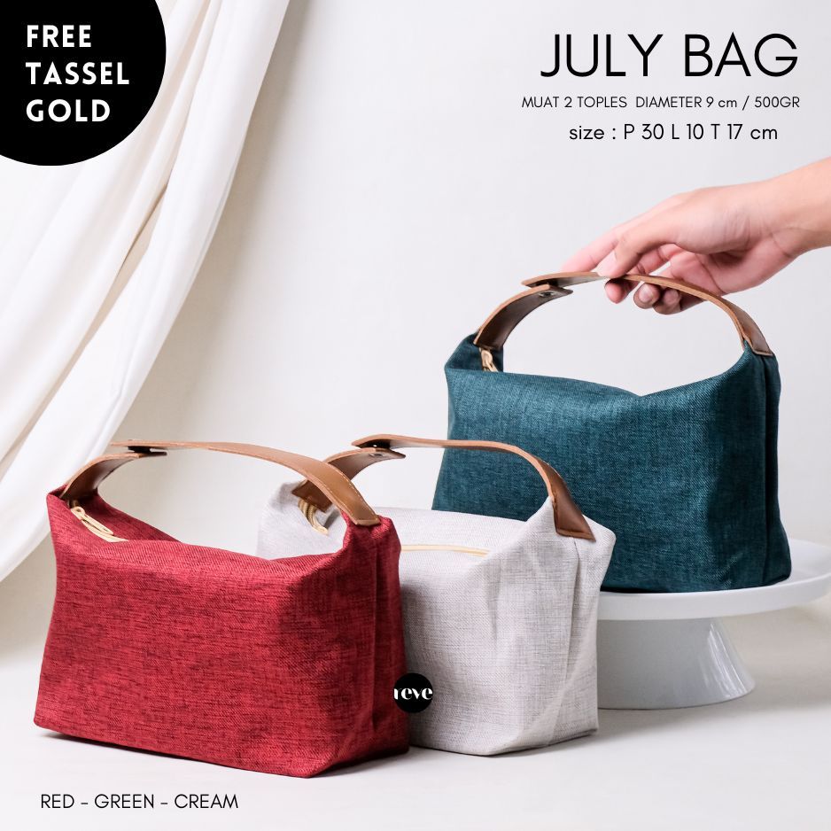 

JULY bag tas hampers souvenir FREE TASSEL GOLD 30x10x17 natal idul fitri cny event