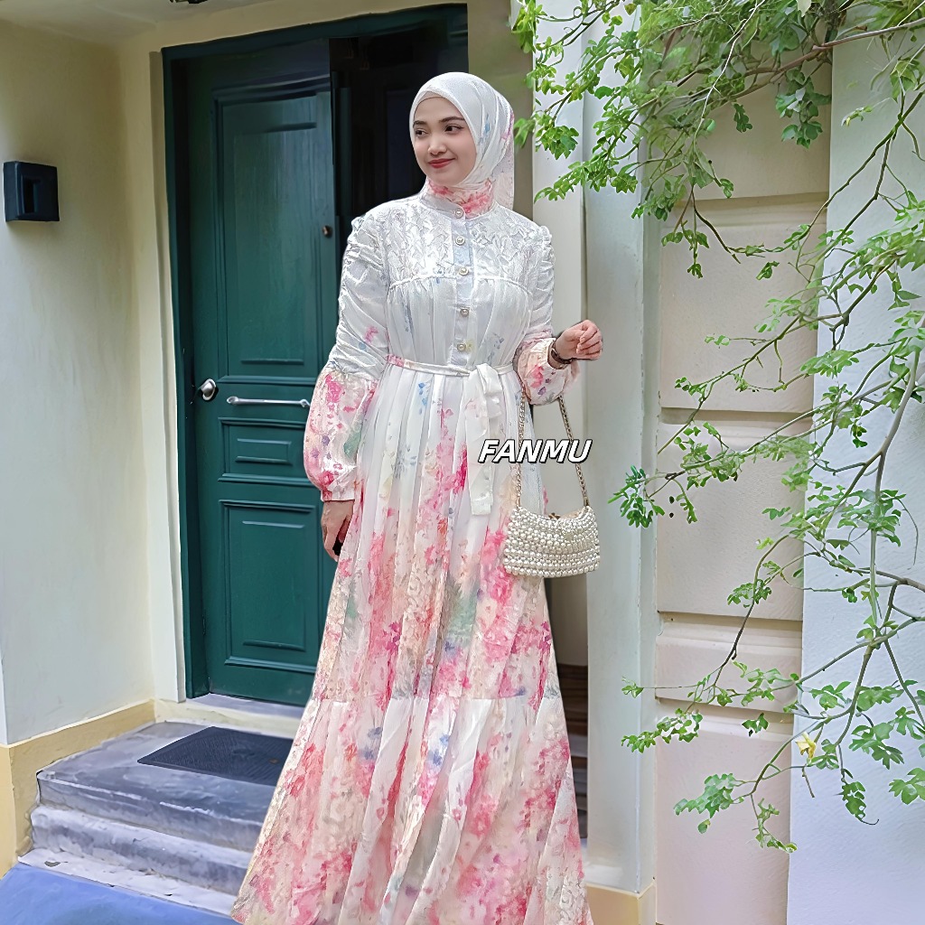 FANMU Gamis putih kondangan wanita/Jihan dress muslim premium