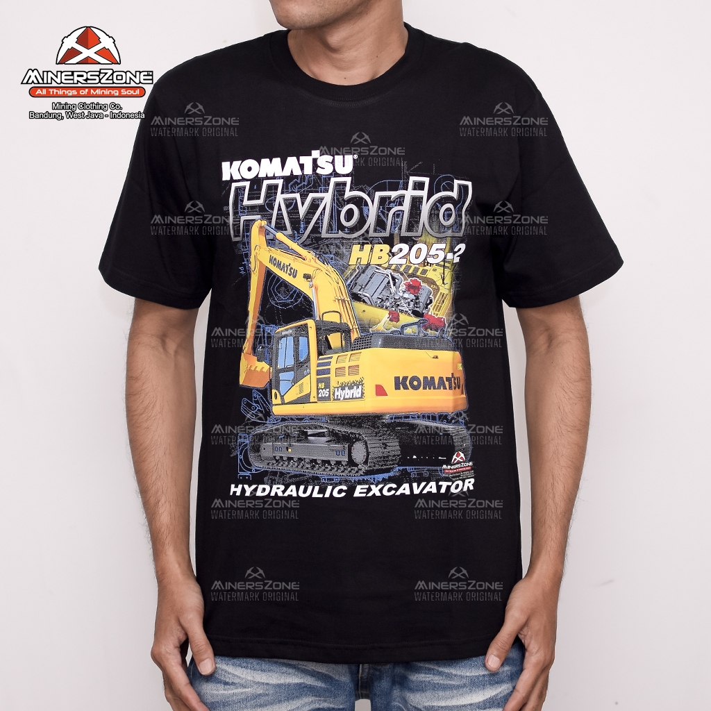 MINERSZONE Kaos Tambang KOMATSU Hybrid HB 205-2 Original Pria | Operator Excavator | Kaos Alat Berat