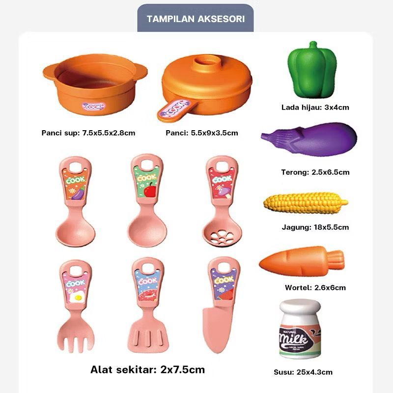 Mainan Anak dapur Cooking Set Mainan Dapur Anak Kitchen Set Masak masakan mainan Mainan Anak Lengkap