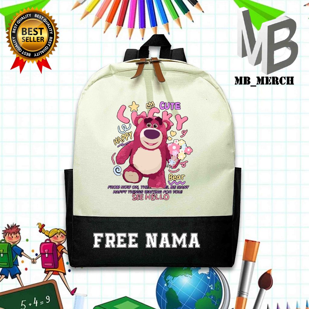TAS RANSEL CUCKY LOSTO  BACKPACK ANAK SEKOLAH MOTIF TOY STORY UNISEX (FREE NAMA)