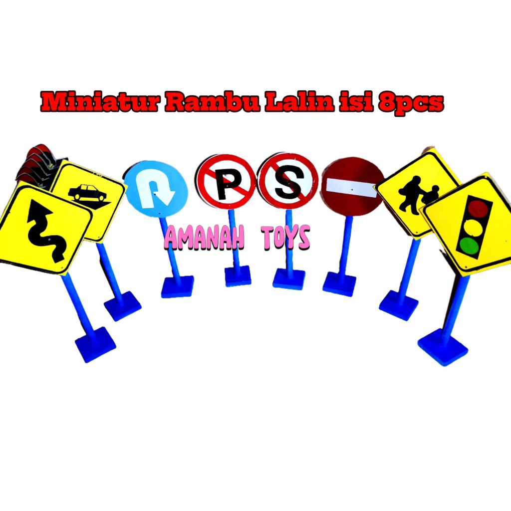 Mainan Edukasi Miniatur Rambu Rambu Lalu Lintas