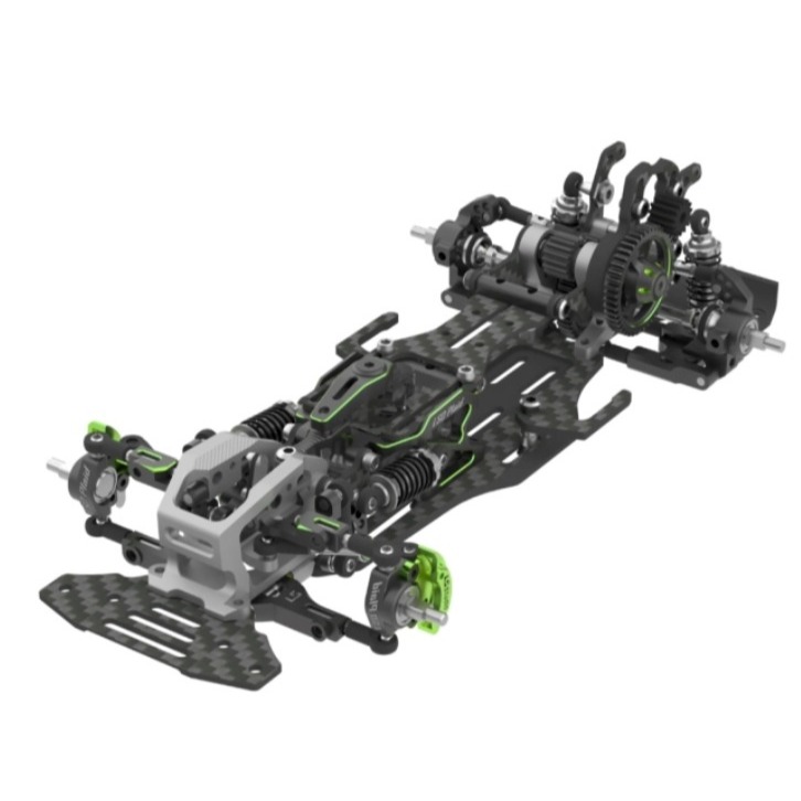 LSD Plaid 1/24 RWD Drift Chassis KIT Black Green (Without Electronics)