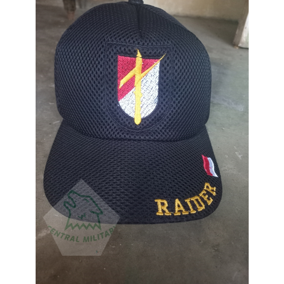 Topi Raider Hitam Topi Pria Lapangan Dobelmesh / Jaring Logo Bordir Hitam Raider