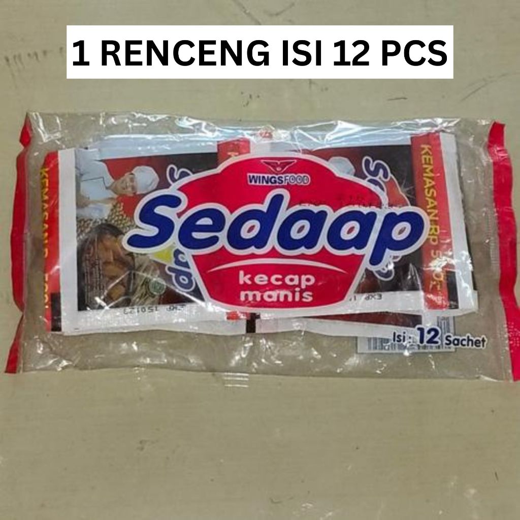 

(1 RENCENG ISI 12 PCS) Kecap Sedaap Manis Sachet 500-an 16ml Isi 12 Pcs Renceng Kecap Sedap Kedelai Hitam Wings Kemasan 500