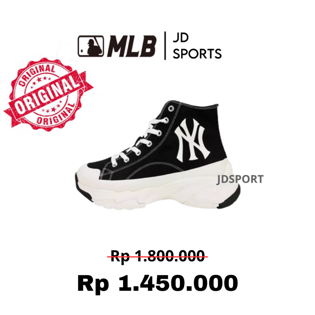 Sneaker MLB NY Chunky High Yankees Black White Original