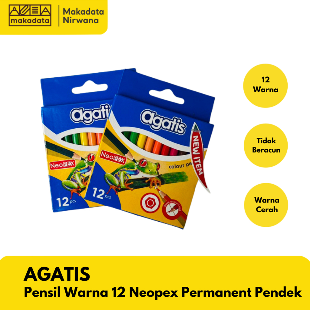 

AGATIS PENCIL/PENSIL WARNA 12 WARNA NEOPEX PERMANENT PENDEK (1 PCS)
